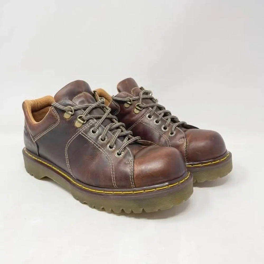 Dr Martens Grizzly Leather Chunky Oxfords Mens 12 Brown Leather Y2K Grunge 10940